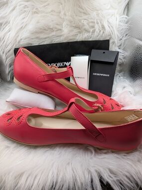 Emporio Armani Pink T‑Strap Leather Heels – 36EU / Fits 6US